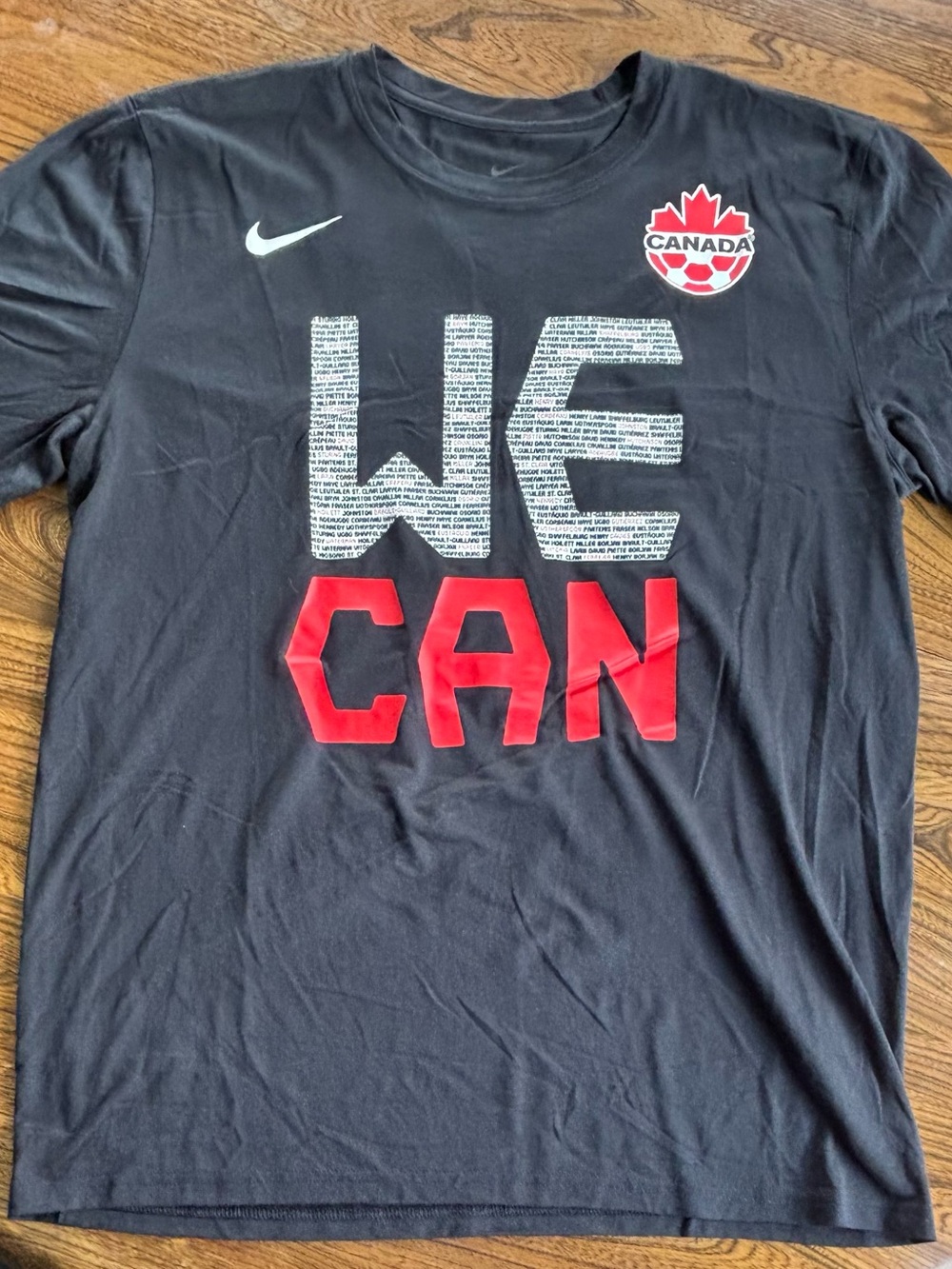 Nike CANADA Soccer 'WE CAN' Black Graphic Tee